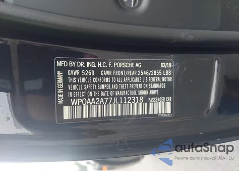 2018 Porsche Panamera 4 из США, поврежденный, VIN WP0AA2A77JL112318